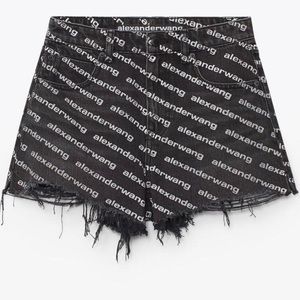 Alexander Wang Bite Logo Shorts in Grey Aged Denim